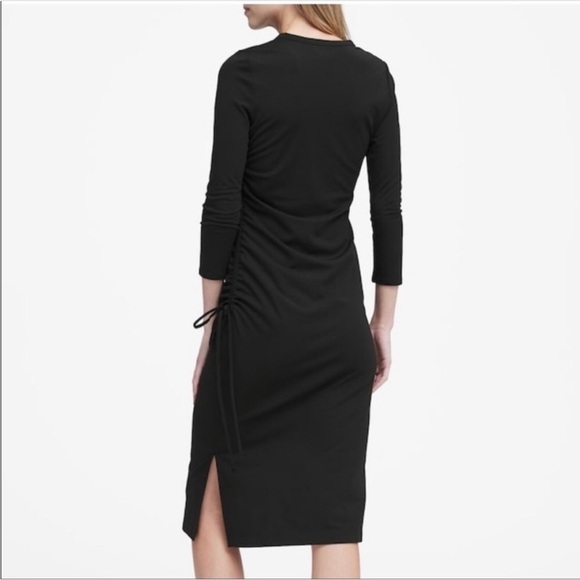 Banana Republic Soft Ponte Side-Ruched MIDI Dress Size XS - Picture 3 of 11